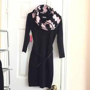 Small Black Dress w/ Scarf & Belt - NEW w/ TAGS